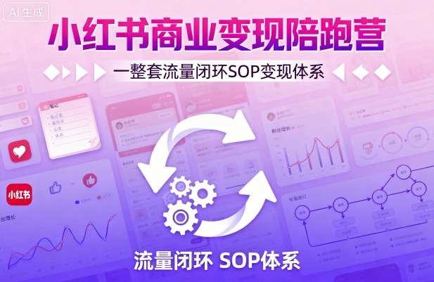 小红书商业变现陪跑营，轻IP矩阵 私域获客 聚光投流，一整套流量闭环SOP变现体系-九零网创