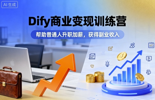 Dify商业变现训练营,帮助普通人升职加薪,获得副业收入-九零网创
