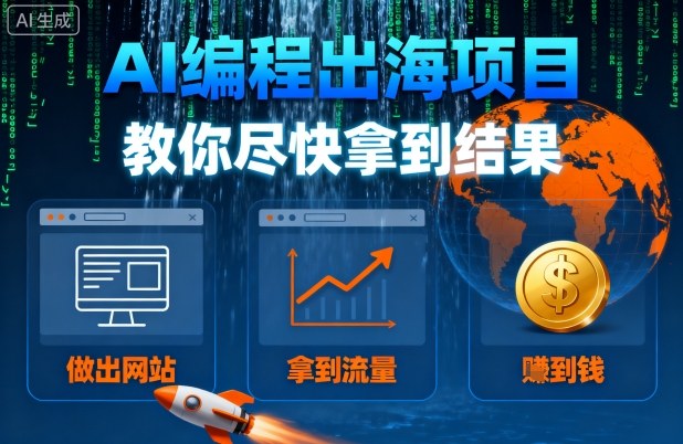 AI编程出海项目,教你尽快拿到结果-做出网站、拿到流量、賺到钱-九零网创