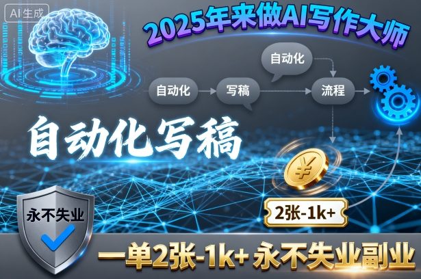 2025年来做AI写作大师，自动化写稿，一单2张-1k+，永不失业副业-九零网创