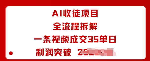 AI收徒项目全流程拆解一条视频成交35单日利润突破1k+-九零网创