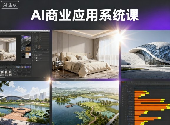 AI商业应用系统课，室内-软装-建筑-景观，智能设计+效果图+动画画实战-九零网创