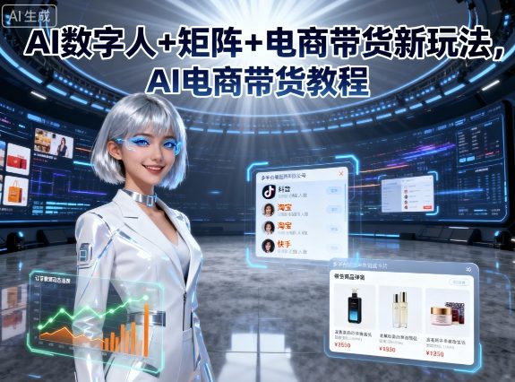 AI数字人+矩阵+电商带货新玩法，AI电商带货教程-九零网创