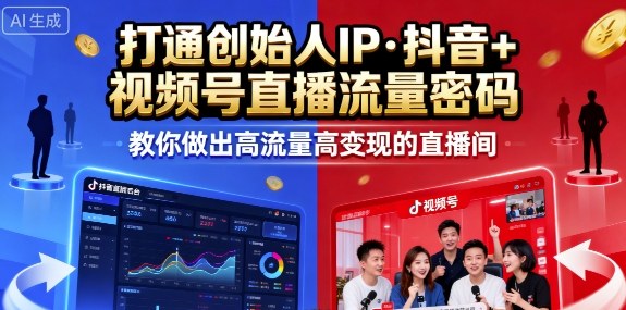 25年直播9-10两期线下课，打通创始人IP，抖音+视频号直播流量密码，教你做出高流量高变现的直播间-九零网创