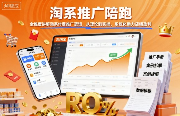 淘系推广陪跑，全维度讲解淘系付费推广逻辑，从理论到实操，系统化助力店铺盈利-九零网创