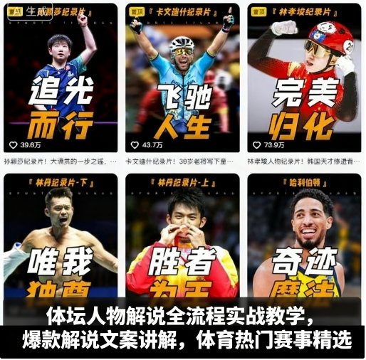 体坛人物解说全流程实战教学，爆款解说文案讲解，体育热门赛事精选-九零网创