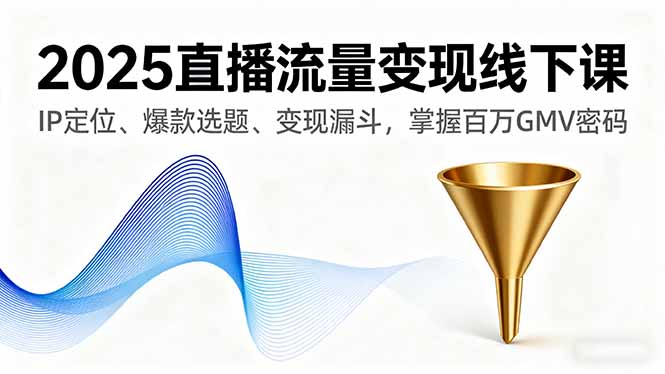 2025直播流量变现线下课，IP定位、爆款选题、变现漏斗，掌握百万GMV密码-九零网创