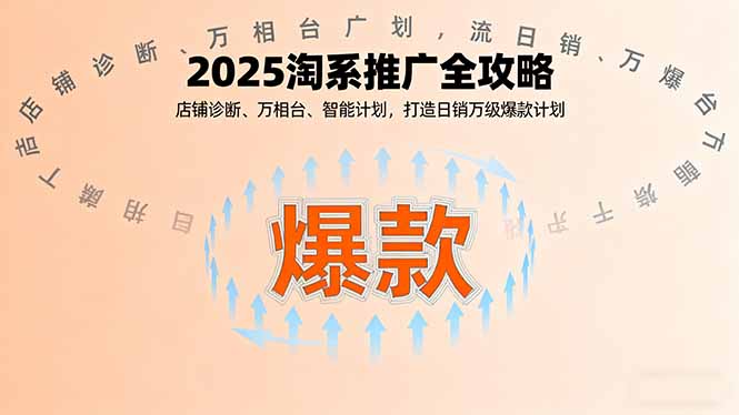 2025淘系推广全攻略，店铺诊断、万相台、智能计划，打造日销万级爆款计划-九零网创