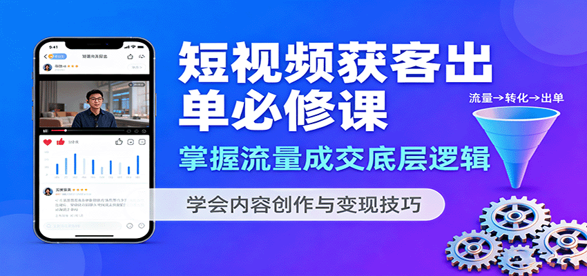短视频获客出单必修课：掌握流量成交底层逻辑，学会内容创作与变现技巧-九零网创