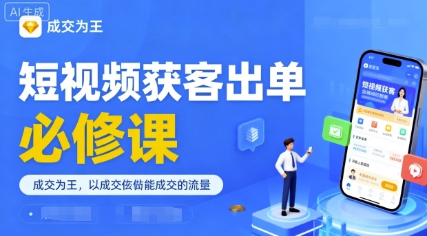 短视频获客出单必修课，成交为王，以成交为导向，直接做能成交的流量-九零网创
