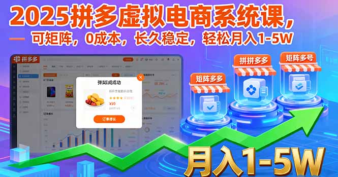 2025拼多多虚拟电商系统课，可矩阵，0成本，长久稳定，轻松月入1-5W-九零网创