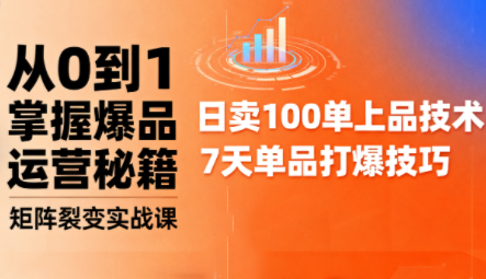 抖音小店爆品打造与矩阵裂变实战课-九零网创