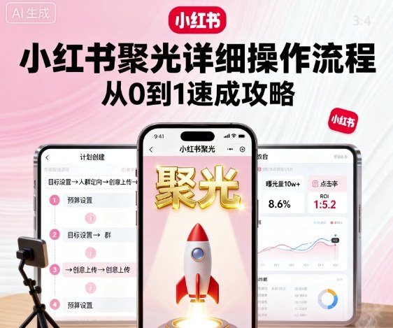 小红书聚光详细操作流程，小红书聚光从0到1速成攻略-九零网创