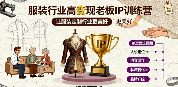 服装行业高变现老板IP训练营，让服装定制行业更美好-九零网创