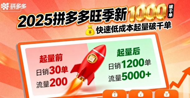 2025拼多多旺季新老店铺——快速低成本起量破千单-九零网创