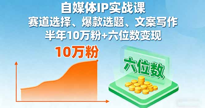 自媒体IP实战课，赛道选择、爆款选题、文案写作，半年10万粉+六位数变现-九零网创