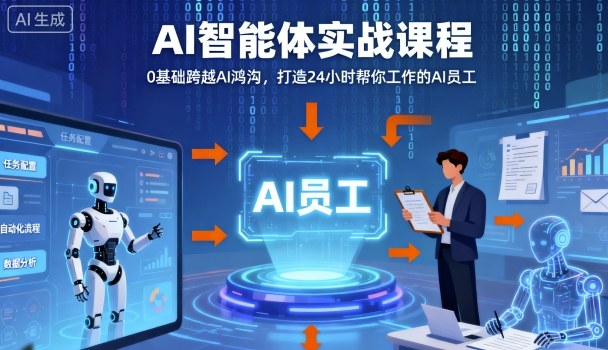 Ai智能体实战课程，0基础跨越Ai鸿沟，打造24小时帮你工作的Ai员工，打破常规，以实战定义Ai-九零网创