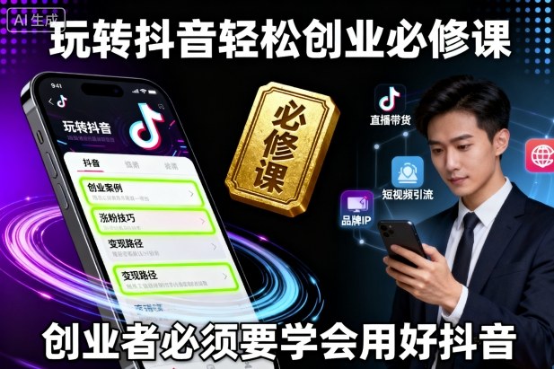 玩转抖音轻松创业必修课，创业者必须要学会用好抖音-九零网创