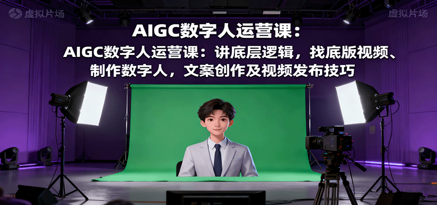 AIGC数字人运营课：讲底层逻辑，找底版视频、制作数字人，文案创作及视频发布技巧-九零网创