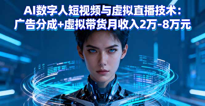 AI数字人短视频与虚拟直播技术：广告分成+虚拟带货月收入2万-8万元-九零网创