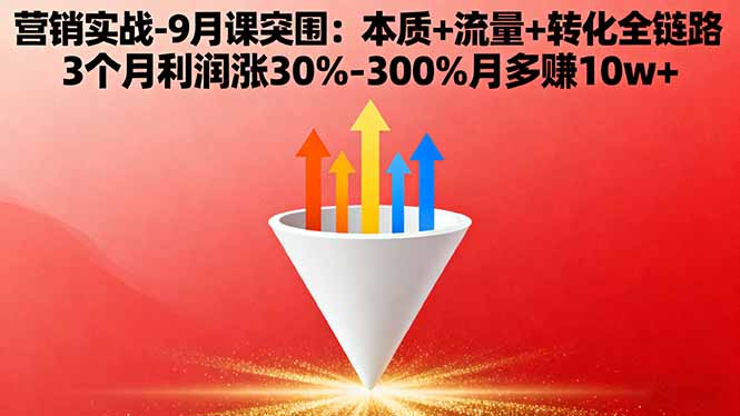 营销实战-9月突围课:本质+流量+转化全链路 3个月利润涨30%-300%月多赚10w+-九零网创