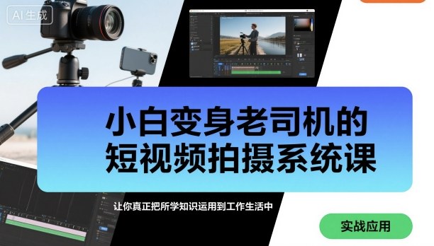 小白变身老司机的短视频拍摄系统课，让你真正把所学知识运用到工作生活中-九零网创