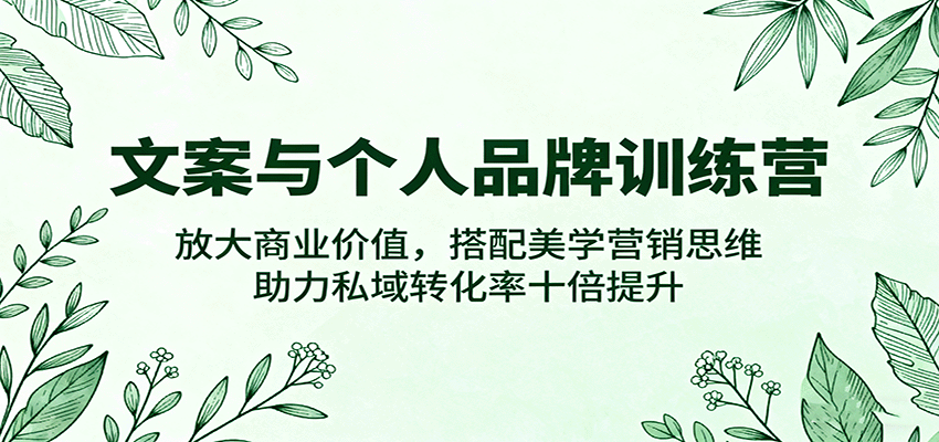 文案与个人品牌训练营，放大商业价值，搭配美学营销思维，助力私域转化率十倍提升-九零网创