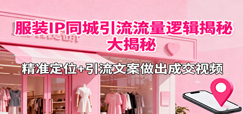 服装IP同城引流流量逻辑大揭秘，精准定位+引流文案做出成交视频-九零网创