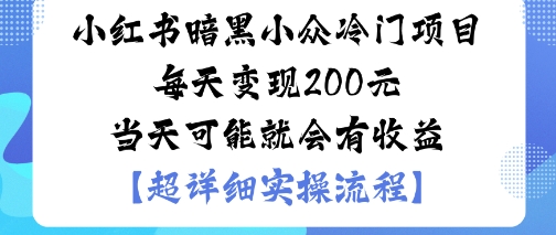 小红书暗黑小众冷门项目每天变现2张当天可能就会有收益-九零网创