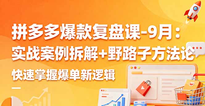 拼多多爆款复盘课-9月：实战案例拆解+野路子方法论，快速掌握爆单新逻辑-九零网创