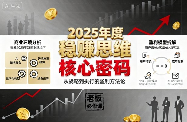 2025年度稳賺思维老板创业营，拆解2025年新商业环境下，企业实现持续盈利的核心密码-九零网创
