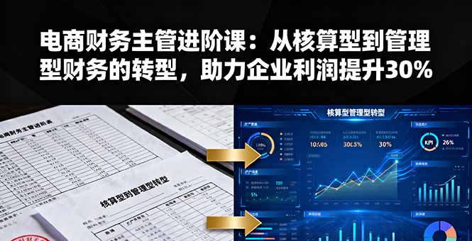 电商财务主管进阶课：从核算型到管理型财务的转型，助力企业利润提升30%-九零网创