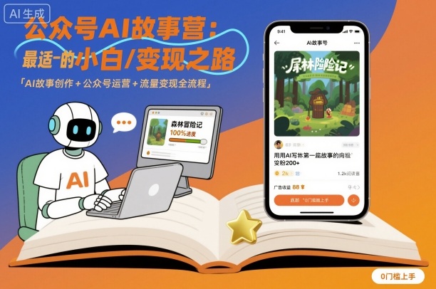 公众号ai故事营，最适合小白的自媒体变现之路-九零网创