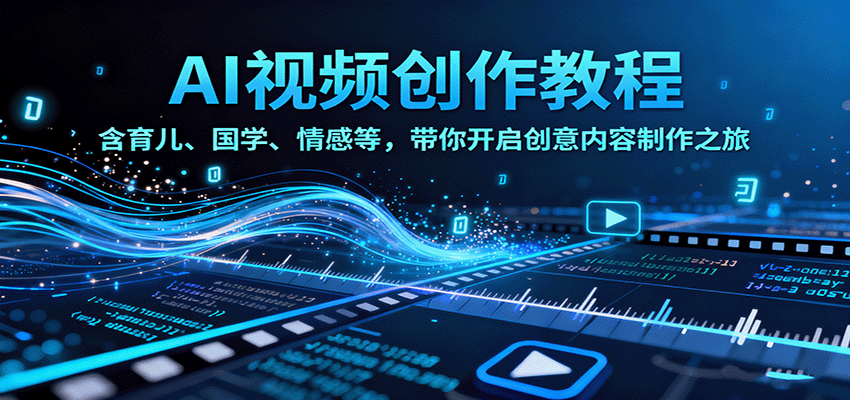 AI视频创富课，含育儿、国学、情感等，带你开启创意内容制作之旅-九零网创