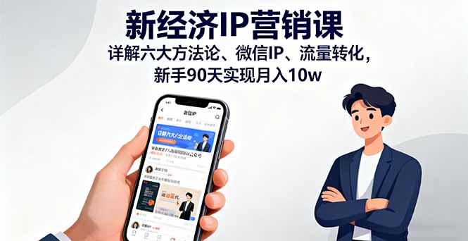 新经济IP营销课：详解六大方法论、微信IP、流量转化，新手90天实现月入10w-九零网创