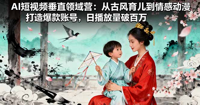 AI短视频垂直领域营：从古风育儿到情感动漫，打造爆款账号,日播放量破百万-九零网创