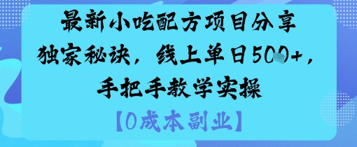 最新小吃配方项目分享独家秘诀，线上单日5张，手把手教学实操-九零网创