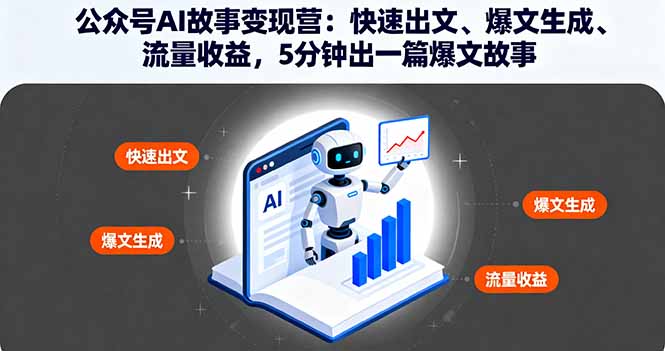 公众号AI故事变现营：快速出文、爆文生成、流量收益，5分钟出一篇爆文故事-九零网创
