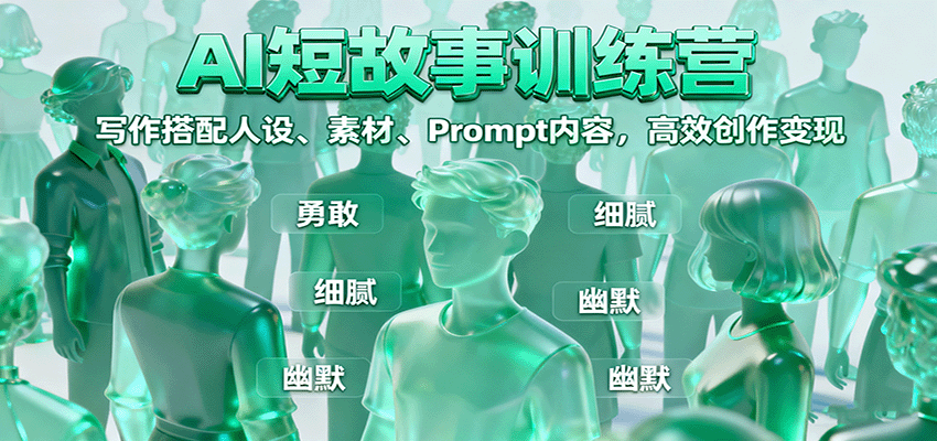 AI短故事训练营：写作搭配人设、素材、Prompt内容，高效创作变现-九零网创