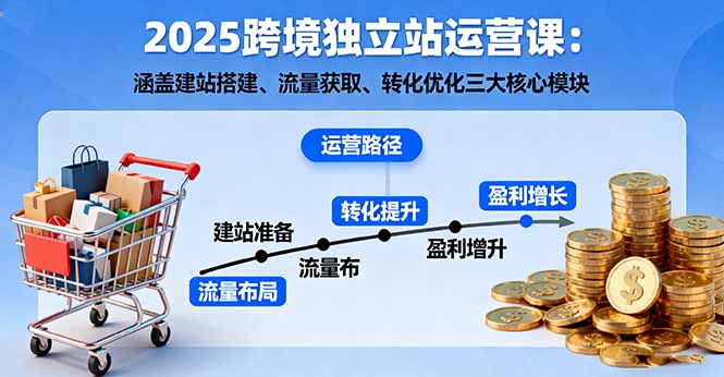 2025跨境独立站运营课：涵盖建站搭建、流量获取、转化优化三大核心模块-九零网创