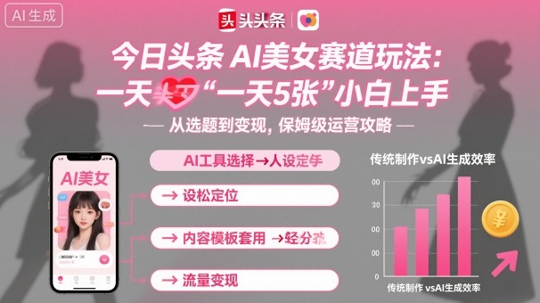 今日头条AI美女赛道玩法，一天轻松5张，小白轻松上手-九零网创