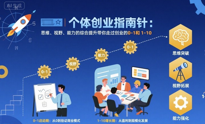 个体创业指南针，思维、视野、能力的综合提升带你走过创业的0-1和1-10【音频】-九零网创