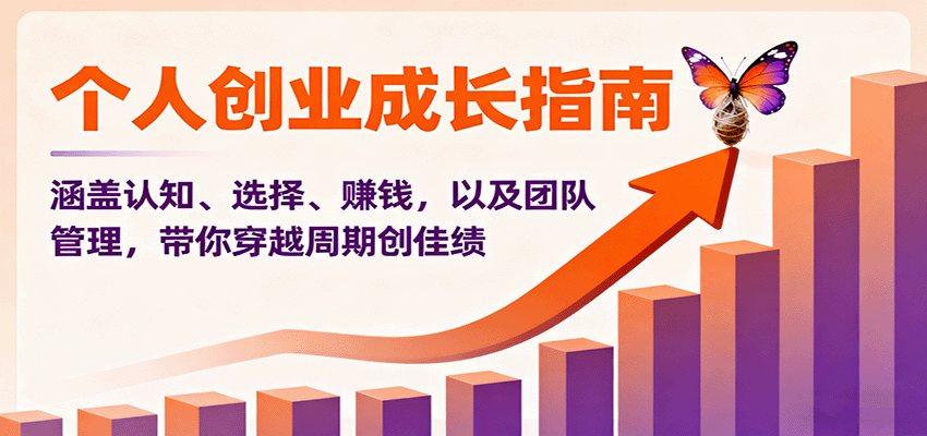 个人创业成长指南：涵盖认知、选择、赚钱，以及团队管理，带你穿越周期创佳绩-九零网创