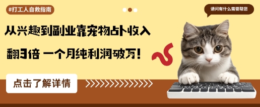 从兴趣到副业靠宠物占卜收入翻3倍一个月纯利润破W-九零网创
