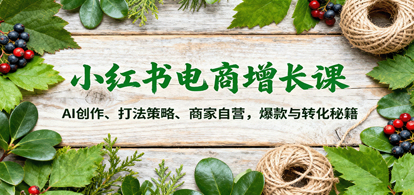 小红书电商增长课：AI创作、打法策略、商家自营，爆款与转化秘籍-九零网创