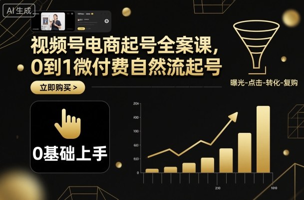 视频号电商起号全案课，0到1微付费自然流起号-九零网创