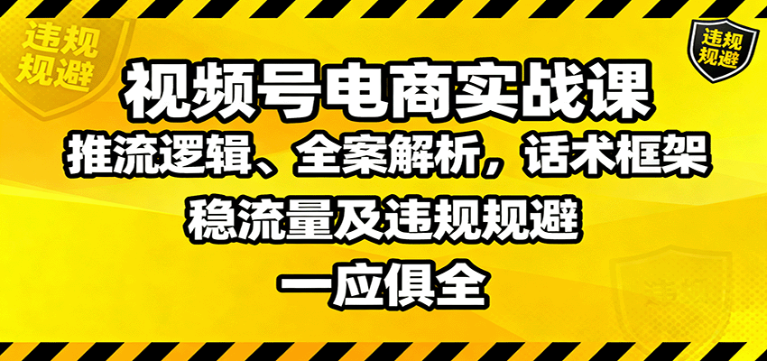 视频号电商实战课：推流逻辑、全案解析，话术框架，稳流量及违规规避等-九零网创