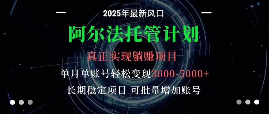 阿尔法托管计划 单账号月入3000-5000，长期稳定项目，新手小白轻松上手-九零网创