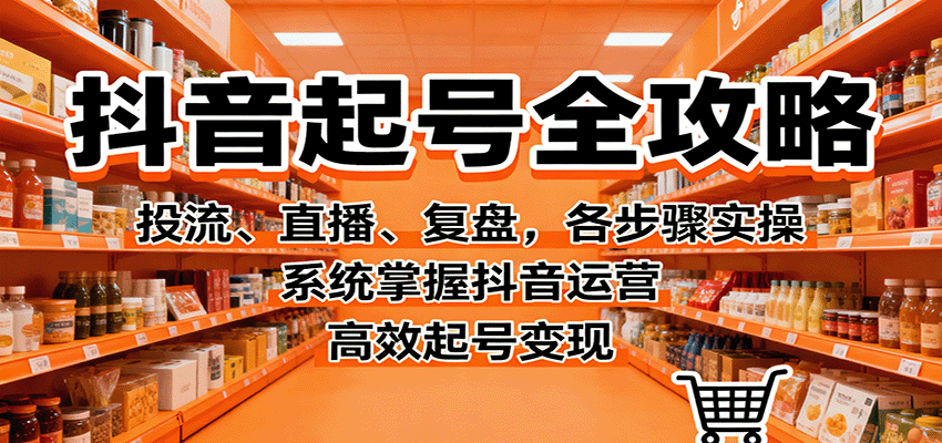 抖音起号全攻略，投流、直播、复盘，各步骤实操，系统掌握抖音运营，高效起号变现-九零网创