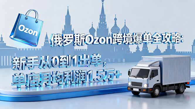 俄罗斯Ozon跨境爆单全攻略：新手从0到1出单，单店月均利润1.5万+-九零网创